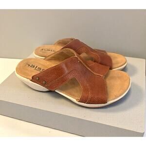 Hälsa Footwear Cassandra Brown Leather Comfort Wedge Sandals 8.5 M Adjustable